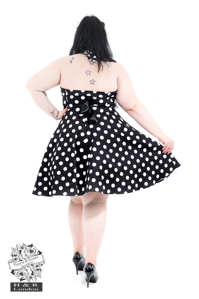 Black White Large Polka Dot Swing Dress